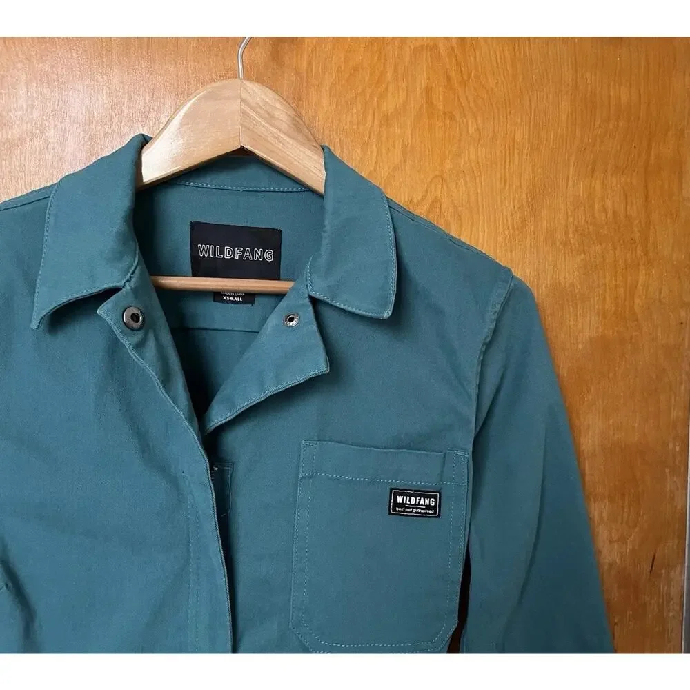 Wildfang The Essential Long Sleeve Utility Coveralls Jumpsuit Sz XS Teal Green